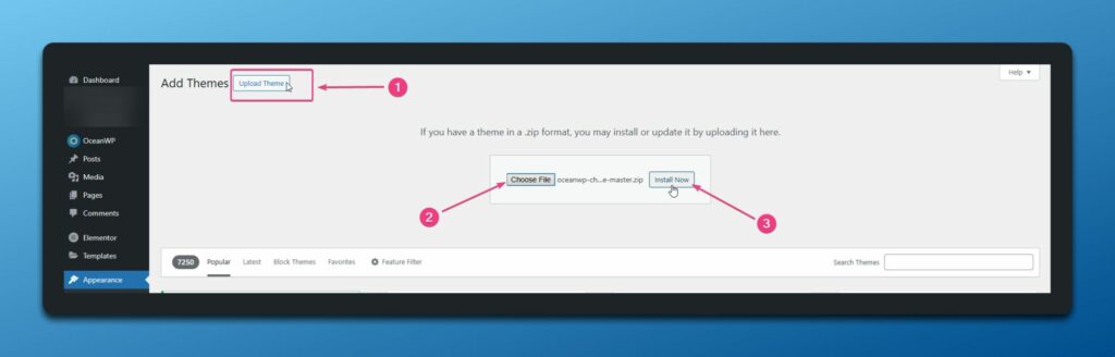 install WordPress child theme manually