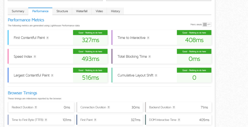 elementor vs gutenberg: gtmetrix comparison - gutenberg page