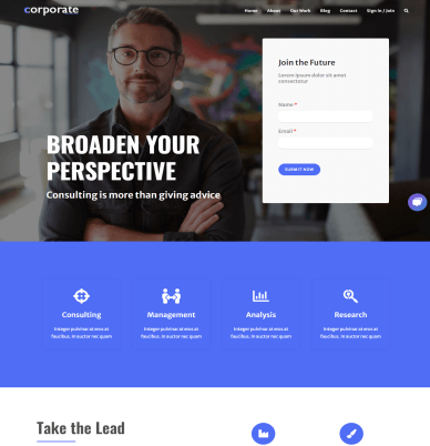 preview of Ocean WordPress template with HubSpot