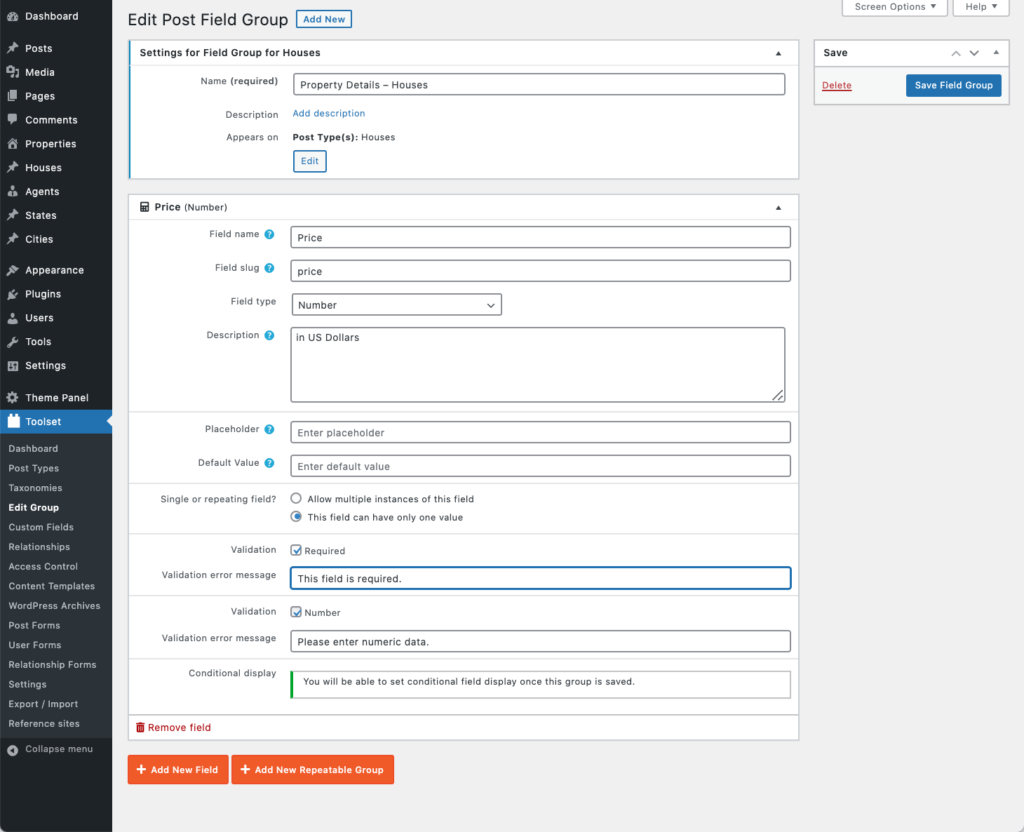 Adding custom field options